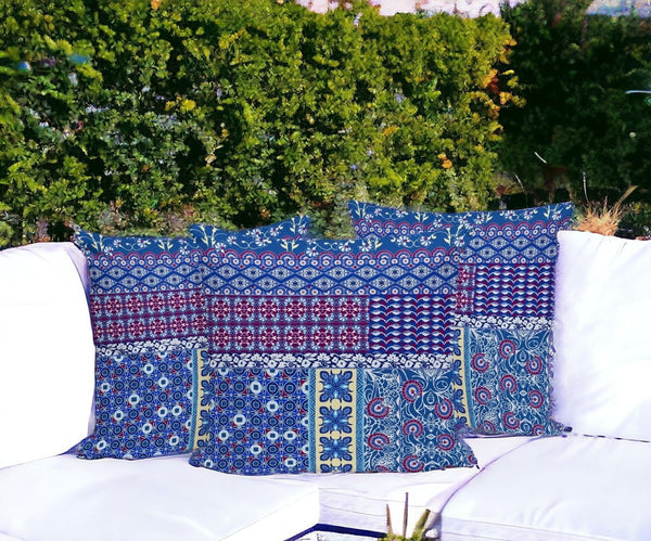 HomeRoots Set of Three Blue and White Botanical Throw Pillows - Stylish Indoor/Outdoor Cushions for Comfort 535949