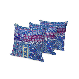 HomeRoots Set of Three Blue and White Botanical Throw Pillows - Stylish Indoor/Outdoor Cushions for Comfort 535949