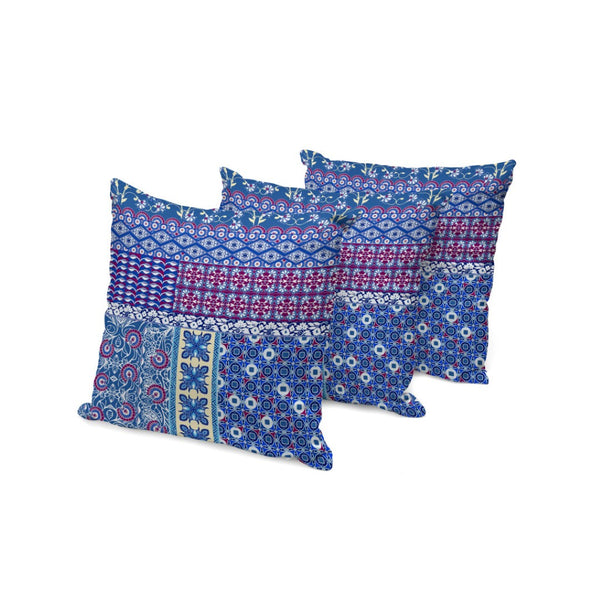 HomeRoots Set of Three Blue and White Botanical Throw Pillows - Stylish Indoor/Outdoor Cushions for Comfort 535949