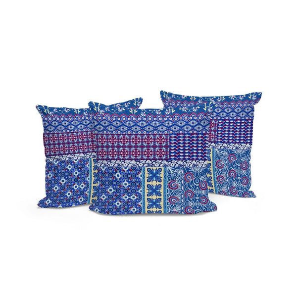 HomeRoots Set of Three Blue and White Botanical Throw Pillows - Stylish Indoor/Outdoor Cushions for Comfort 535949