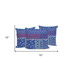 HomeRoots Set of Three Blue and White Botanical Throw Pillows - Stylish Indoor/Outdoor Cushions for Comfort 535949