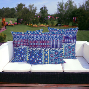 HomeRoots Set of Three Blue and White Botanical Throw Pillows - Stylish Indoor/Outdoor Cushions for Comfort 535949