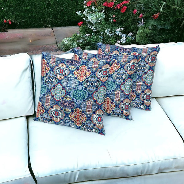 Homeroots Set Of Three 16" X 16" Green And Red Botanical Indoor Outdoor Throw Pillow  Polyester 535950