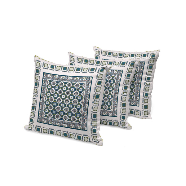 Homeroots Set Of Three 16" X 16" Green And White Botanical Indoor Outdoor Throw Pillow  Polyester 535951