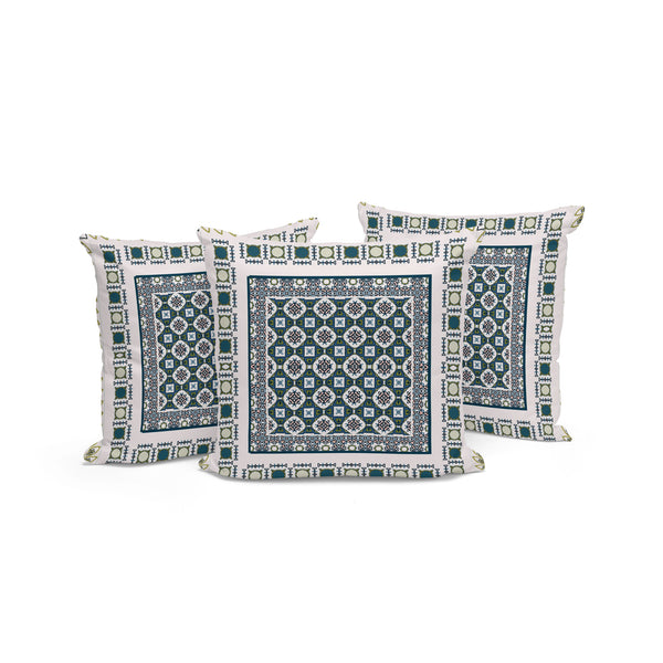 Homeroots Set Of Three 16" X 16" Green And White Botanical Indoor Outdoor Throw Pillow  Polyester 535951