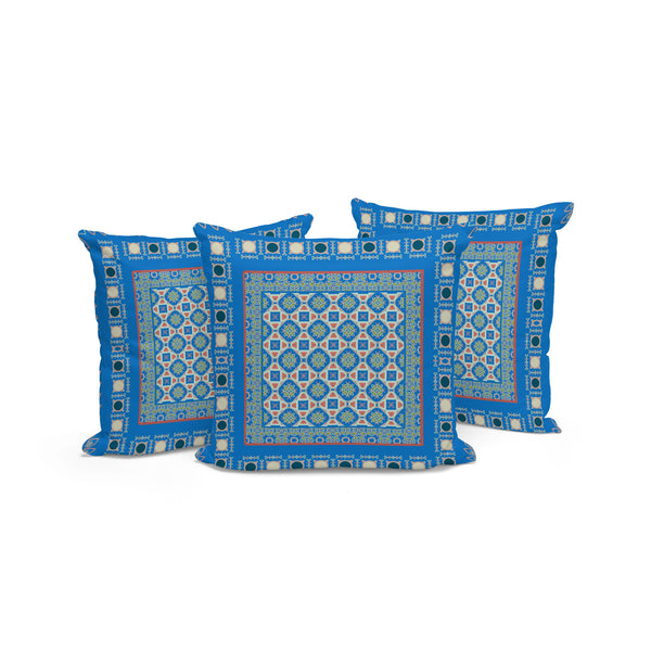 Homeroots Set Of Three 16" X 16" Blue And Pink Botanical Indoor Outdoor Throw Pillow  Polyester 535953