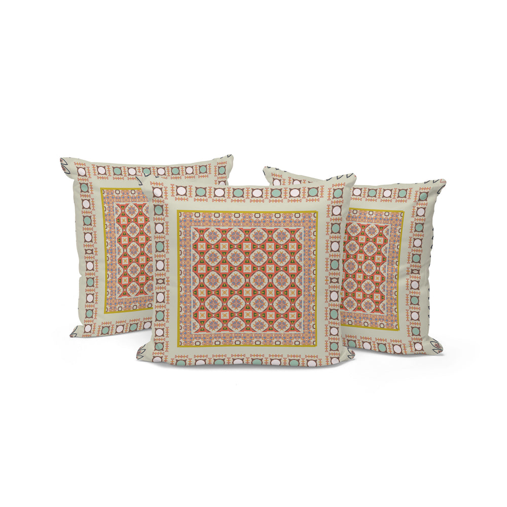 Homeroots Set Of Three Orange And White Botanical Indoor Outdoor Throw Pillow  Polyester 535954