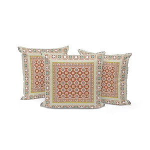HomeRoots Set of Three Vibrant Orange and White Botanical Throw Pillows for Indoor and Outdoor Décor 535954
