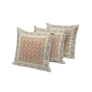 HomeRoots Set of Three Vibrant Orange and White Botanical Throw Pillows for Indoor and Outdoor Décor 535954