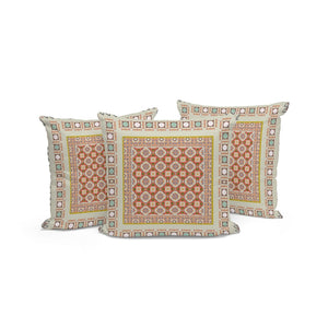 HomeRoots Set of Three Vibrant Orange and White Botanical Throw Pillows for Indoor and Outdoor Décor 535954