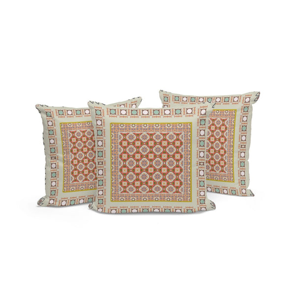 HomeRoots Set of Three Vibrant Orange and White Botanical Throw Pillows for Indoor and Outdoor Décor 535954