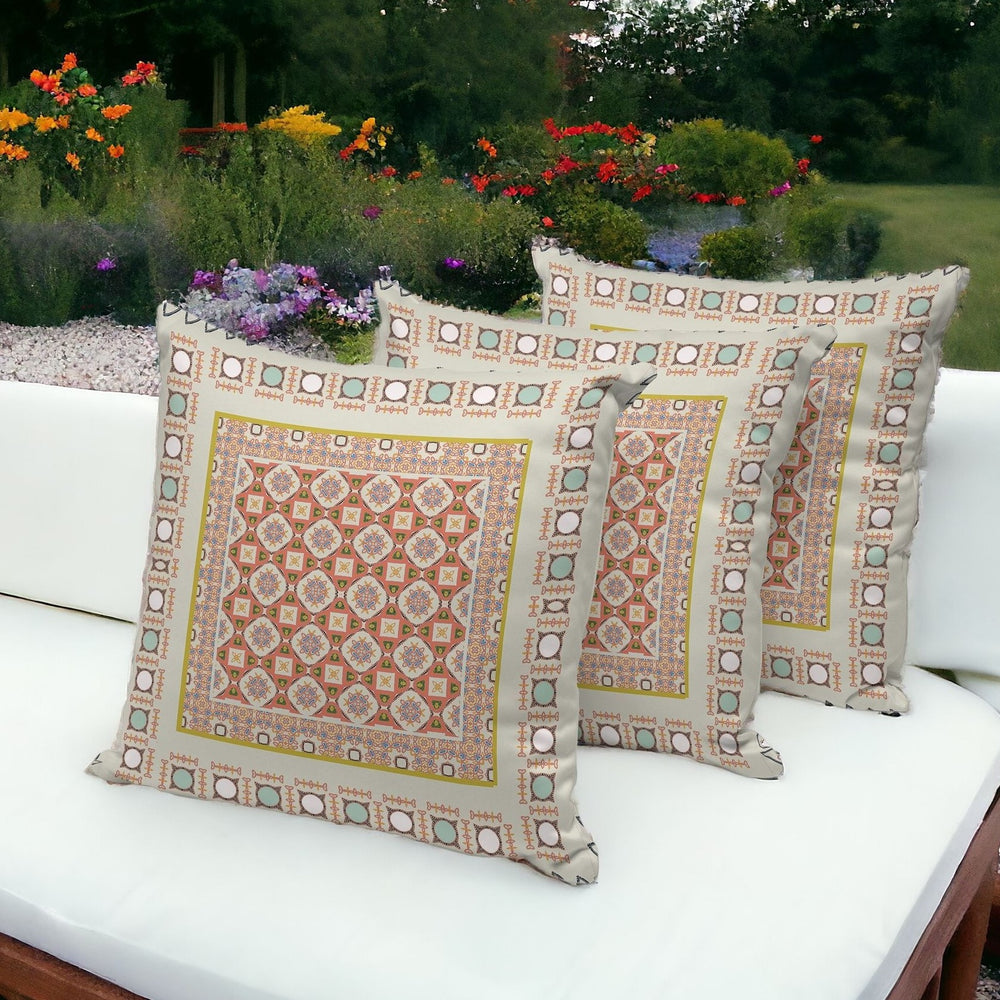 Homeroots Set Of Three Orange And White Botanical Indoor Outdoor Throw Pillow  Polyester 535954
