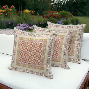 HomeRoots Set of Three Vibrant Orange and White Botanical Throw Pillows for Indoor and Outdoor Décor 535954