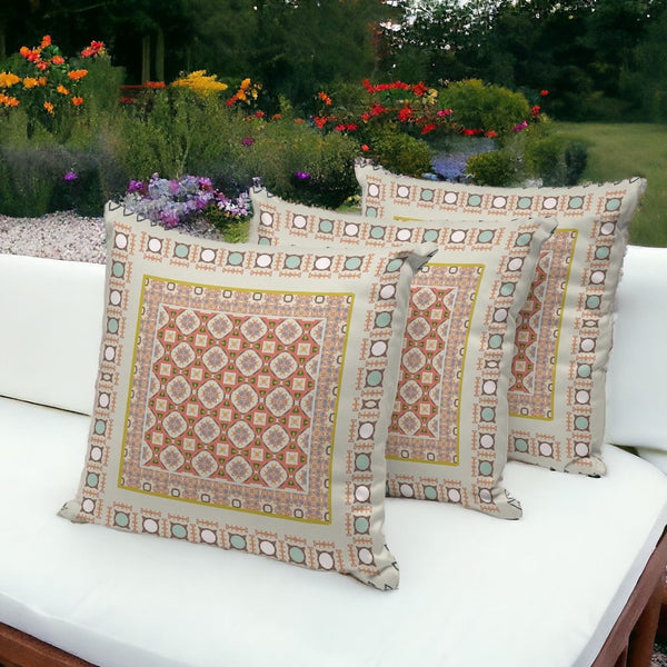 HomeRoots Set of Three Vibrant Orange and White Botanical Throw Pillows for Indoor and Outdoor Décor 535954