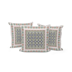HomeRoots Set of Three Blue & White Botanical Throw Pillows - Stylish Comfort for Indoor & Outdoor Spaces 535955