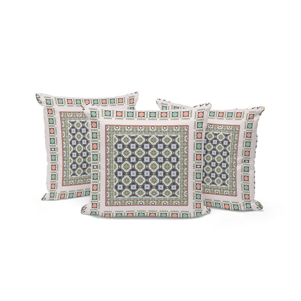 HomeRoots Set of Three Blue & White Botanical Throw Pillows - Stylish Comfort for Indoor & Outdoor Spaces 535955