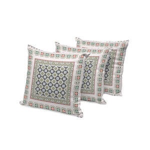 HomeRoots Set of Three Blue & White Botanical Throw Pillows - Stylish Comfort for Indoor & Outdoor Spaces 535955