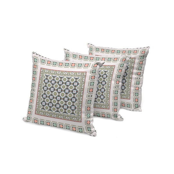HomeRoots Set of Three Blue & White Botanical Throw Pillows - Stylish Comfort for Indoor & Outdoor Spaces 535955