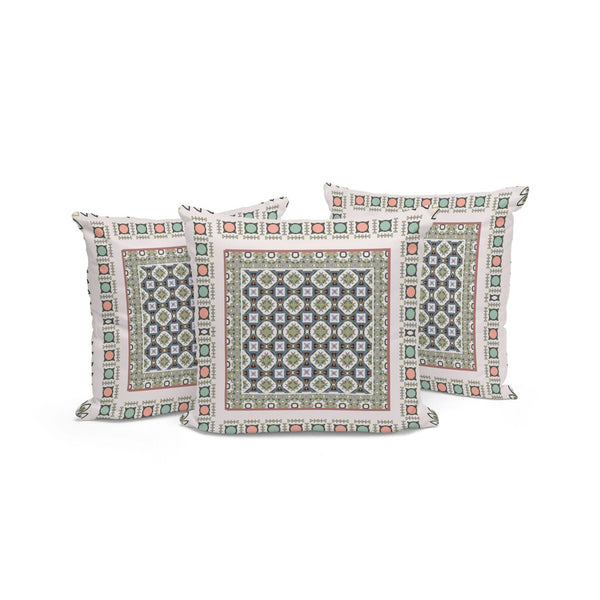 HomeRoots Set of Three Blue & White Botanical Throw Pillows - Stylish Comfort for Indoor & Outdoor Spaces 535955