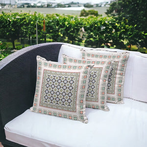 HomeRoots Set of Three Blue & White Botanical Throw Pillows - Stylish Comfort for Indoor & Outdoor Spaces 535955
