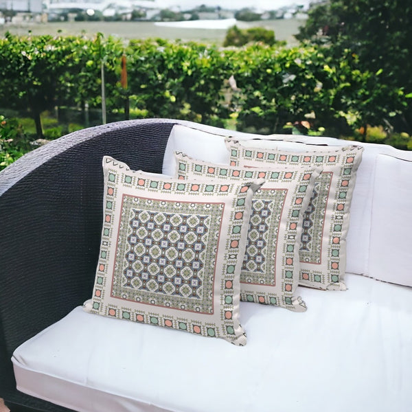 HomeRoots Set of Three Blue & White Botanical Throw Pillows - Stylish Comfort for Indoor & Outdoor Spaces 535955