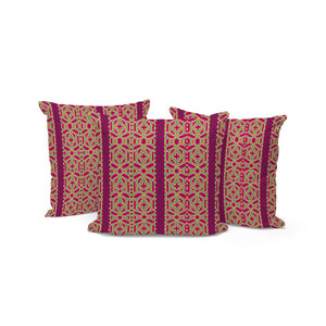 Homeroots Set Of Three 16" X 16" Pink And Green Striped Indoor Outdoor Throw Pillow  Polyester 535957