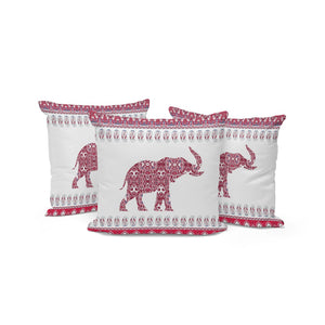 HomeRoots Set of Three 16" Red and White Elephant Paisley Throw Pillows for Indoor & Outdoor Decor Appeal 535960