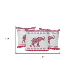 HomeRoots Set of Three 16" Red and White Elephant Paisley Throw Pillows for Indoor & Outdoor Decor Appeal 535960