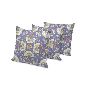 Homeroots Set Of Three Purple And White Botanical Indoor Outdoor Throw Pillow  Polyester 535962