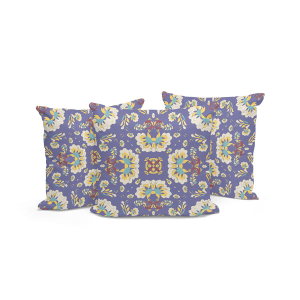 Homeroots Set Of Three Purple And White Botanical Indoor Outdoor Throw Pillow  Polyester 535962