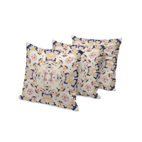 Homeroots Set Of Three 16" X 16" Blue And White Geometric Indoor Outdoor Throw Pillow  Polyester 535963