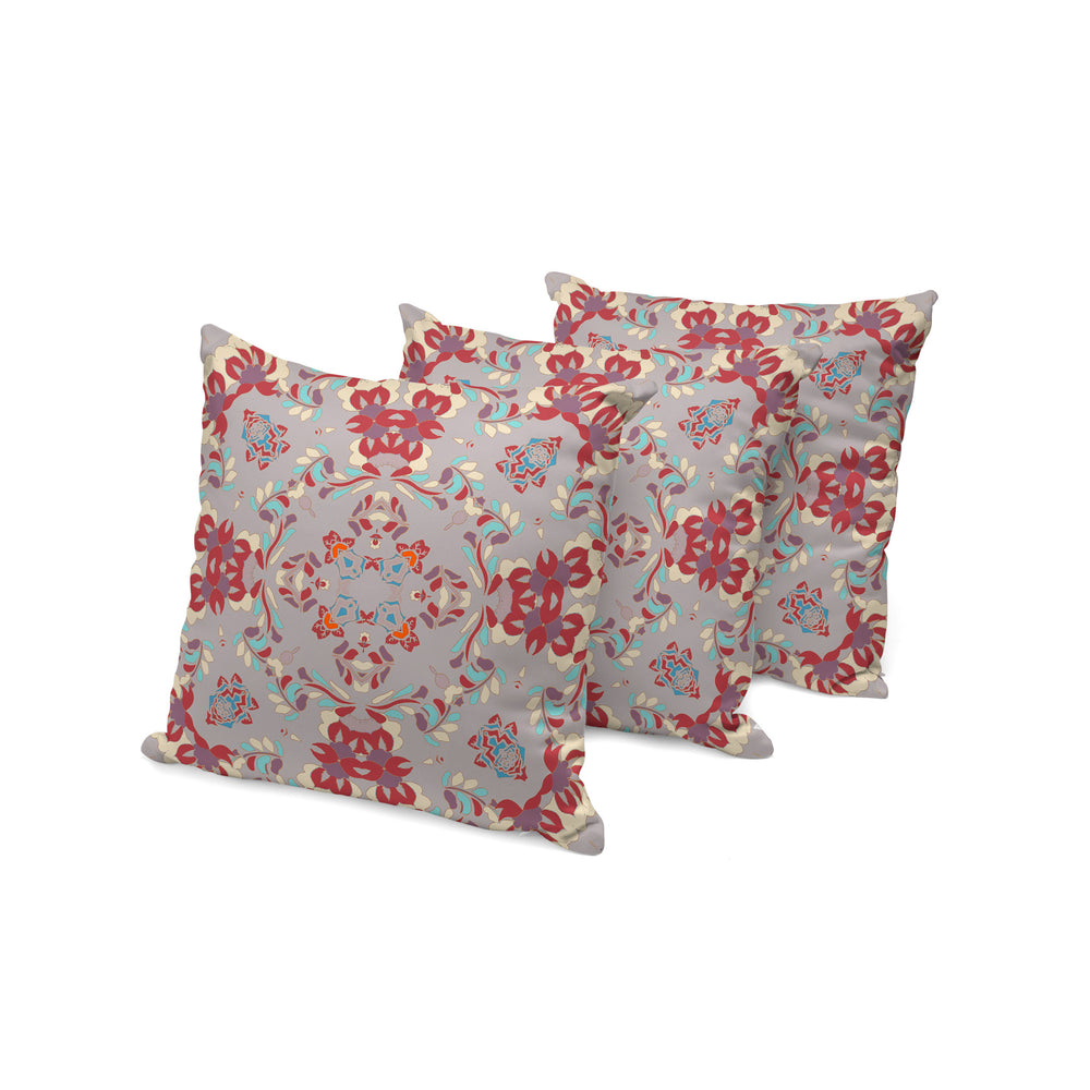 Homeroots Set Of Three 16" X 16" Purple And Ivory Geometric Indoor Outdoor Throw Pillow  Polyester 535965