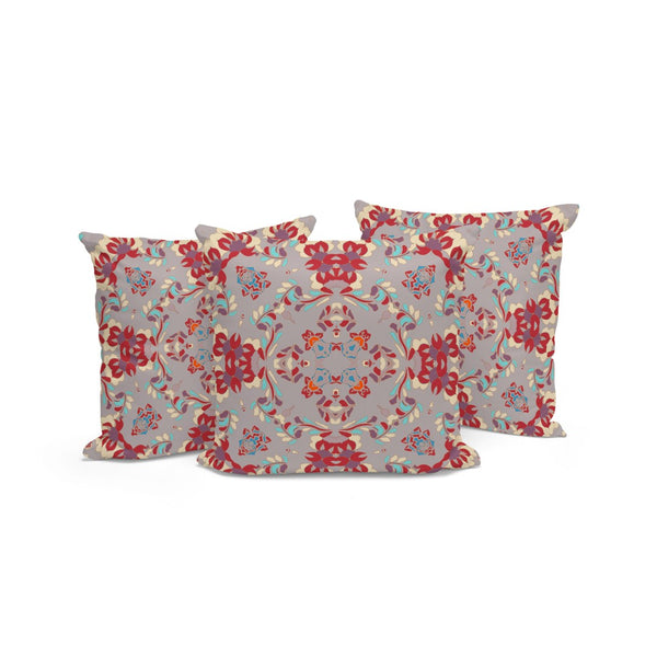HomeRoots Set of Three 16" Geometric Throw Pillows in Purple and Ivory for Indoor/Outdoor Stylish Decor 535965