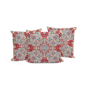 HomeRoots Set of Three 16" Geometric Throw Pillows in Purple and Ivory for Indoor/Outdoor Stylish Decor 535965