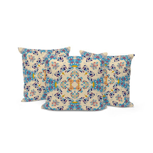 HomeRoots Set of Three 16" Blue and Off-White Geometric Throw Pillows for Indoor & Outdoor Comfort & Style 535967