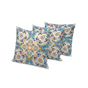 HomeRoots Set of Three 16" Blue and Off-White Geometric Throw Pillows for Indoor & Outdoor Comfort & Style 535967