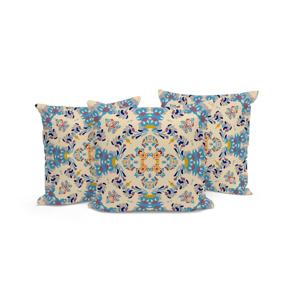 HomeRoots Set of Three 16" Blue and Off-White Geometric Throw Pillows for Indoor & Outdoor Comfort & Style 535967