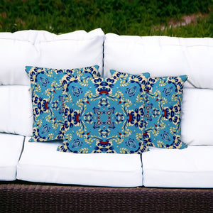HomeRoots Set of Three 16" Geometric Throw Pillows - Vibrant Blue & Yellow for Indoor/Outdoor Style & Comfort 535969