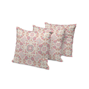 Homeroots Set Of Three 16" X 16" Pink And White Botanical Indoor Outdoor Throw Pillow  Polyester 535971