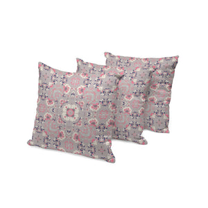 HomeRoots Set of Three 16" Pink & Ivory Botanical Throw Pillows – Stylish Indoor/Outdoor Cushions for Comfort 535974