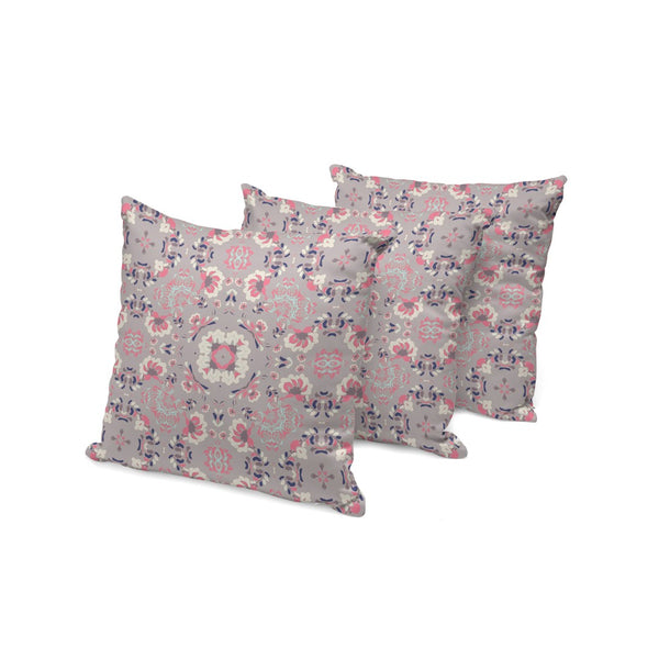 HomeRoots Set of Three 16" Pink & Ivory Botanical Throw Pillows – Stylish Indoor/Outdoor Cushions for Comfort 535974