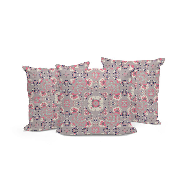 HomeRoots Set of Three 16" Pink & Ivory Botanical Throw Pillows – Stylish Indoor/Outdoor Cushions for Comfort 535974