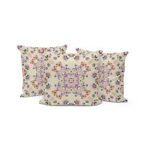 HomeRoots Set of Three Floral Throw Pillows - 16" Blue & Off-White Cushions for Indoor/Outdoor Comfort 535976