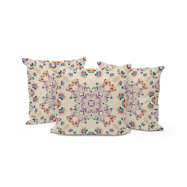 HomeRoots Set of Three Floral Throw Pillows - 16" Blue & Off-White Cushions for Indoor/Outdoor Comfort 535976