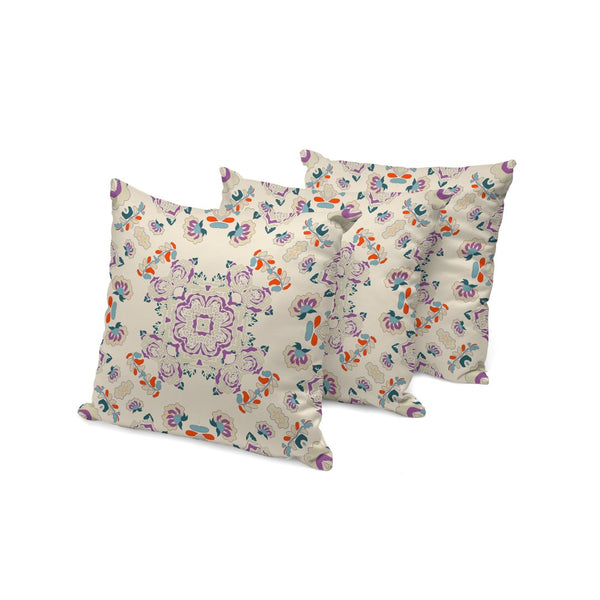 HomeRoots Set of Three Floral Throw Pillows - 16" Blue & Off-White Cushions for Indoor/Outdoor Comfort 535976