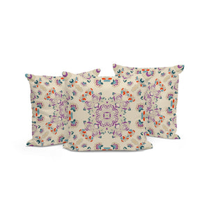 HomeRoots Set of Three Floral Throw Pillows - 16" Blue & Off-White Cushions for Indoor/Outdoor Comfort 535976
