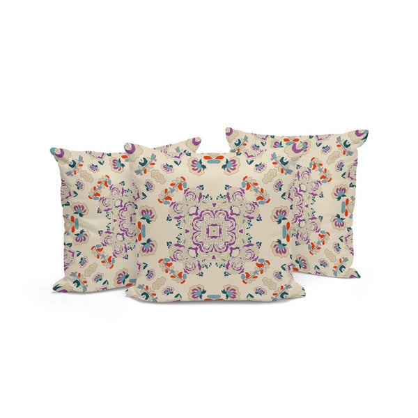 HomeRoots Set of Three Floral Throw Pillows - 16" Blue & Off-White Cushions for Indoor/Outdoor Comfort 535976