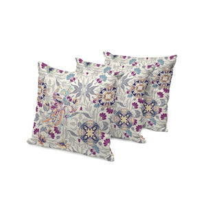 HomeRoots Set of Three 16" Pink & White Peacock Throw Pillows - Indoor/Outdoor Comfort with Charming Style 535991