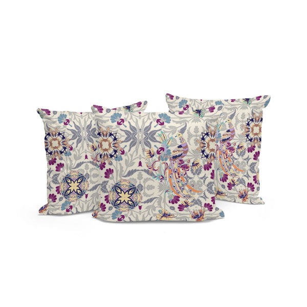 HomeRoots Set of Three 16" Pink & White Peacock Throw Pillows - Indoor/Outdoor Comfort with Charming Style 535991