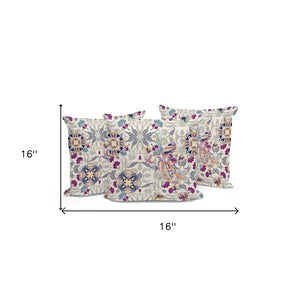 HomeRoots Set of Three 16" Pink & White Peacock Throw Pillows - Indoor/Outdoor Comfort with Charming Style 535991
